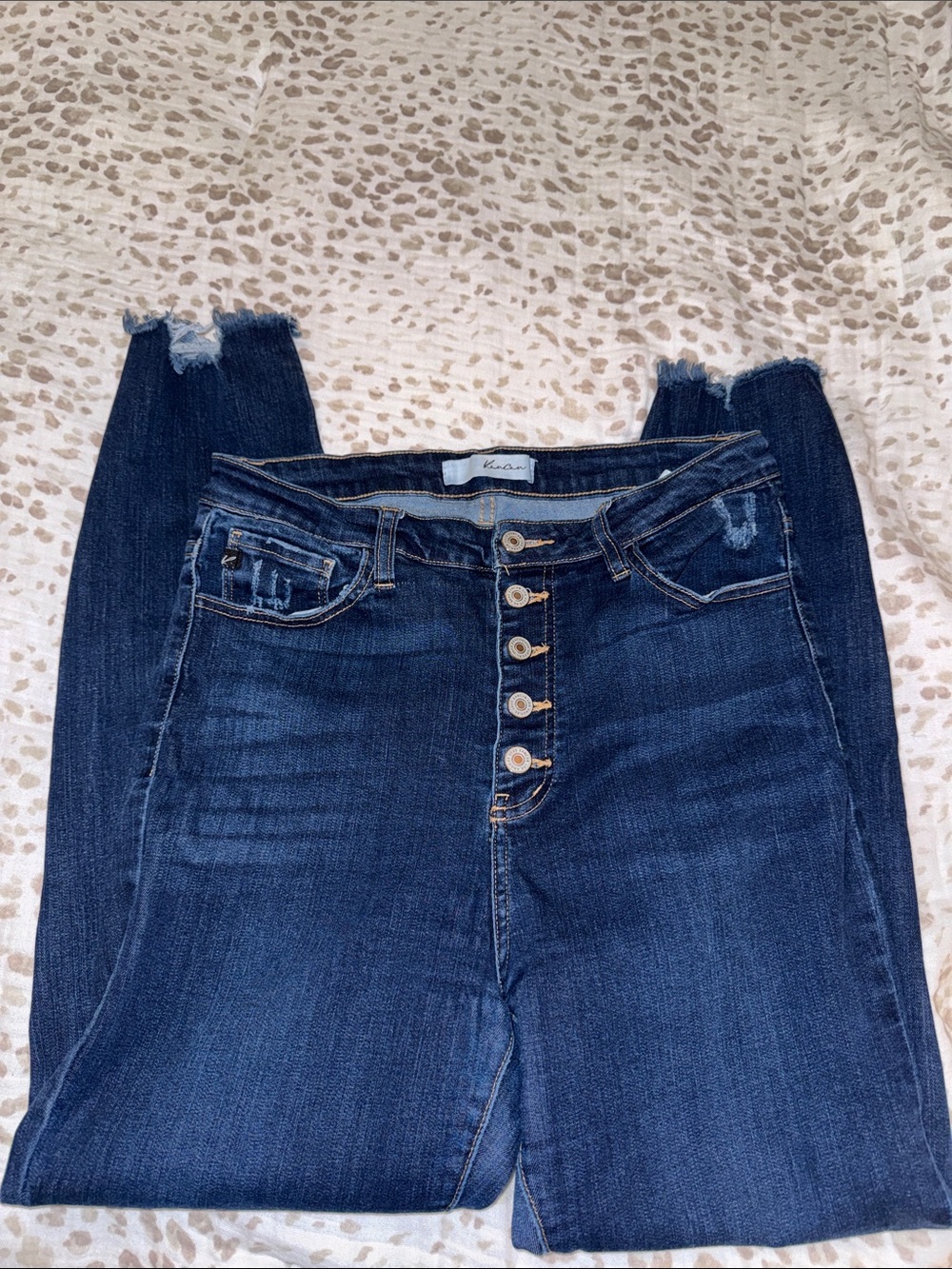 KanCan Dark Blue High-Rise Button-Fly Jeans